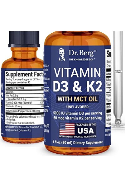 Genel Markalar Dr. Berg Maximum Strength Vitamin D3 K2 Liquid Drops with MCT ...