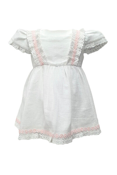 fantasialand Rochie botez casual-eleganta din in culoare alba