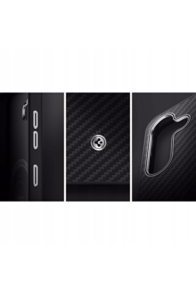 Spigen Husă magnetică Enzo Aramid pentru Galaxy S25 Plus, Negru-Argintiu