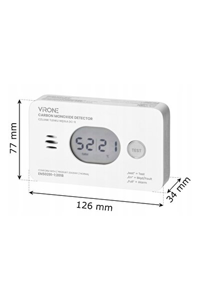 Virone SENSOR DE MONOXID DE CARBON CU ECRAN LCD, TERMOMETRU, SENSOR DE UMIDIT...