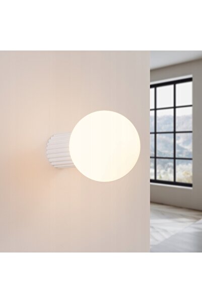 Sollux Lighting Aplică de perete și tavan, sticlă canelată albă, glob alb 12 ...