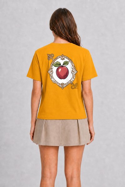 WAKHA Folk Art Style Apricot Design T-Shirt - Yellow