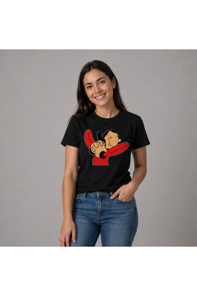 TİMİSİVA Black Family T-Shirt with Cartoon Character Print for Mom, Dad, Boy,...
