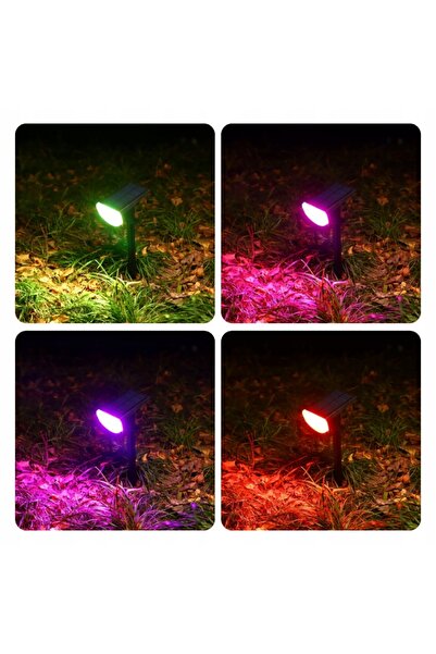 NO BRAND 2x Lampă solară cu LED RGB multicolor încorporat, tip spot, cu senzo...