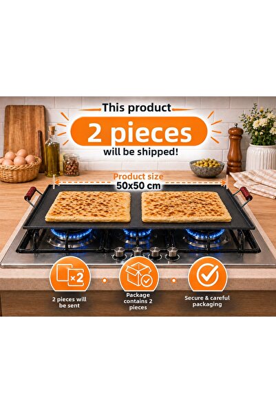 GURKAN 2 Pieces of Stove Top Square Sheet, Pancake and Thick Sheet, Curved In...