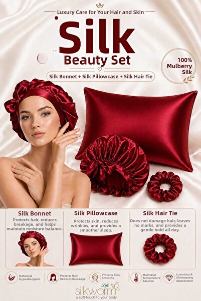 silkwormlife Silkworm Life 100% Silk Beauty Set – Μαξιλαροθήκη (50x70) + Μετα...