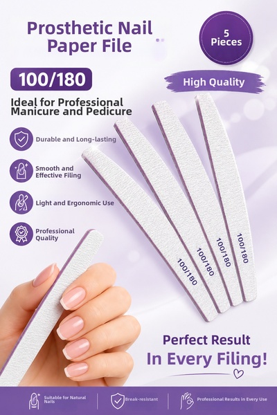 Syku Prosthetic Nail Paper File Set 100/180 5 Pieces Professional Nail File f...