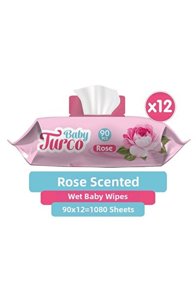 Baby Turco Rose Scented Wet Baby Towel 12x90 Pieces