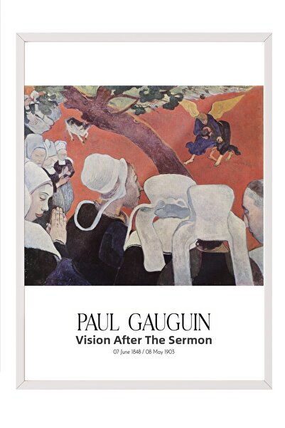 Postifull Paul Gauguin - Vision after the Sermon, White Framed Art Print, Art...