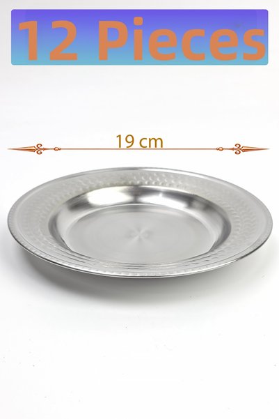 Binbir Trend 19 cm Stainless Chrome Steel Plate - Snack Plate, Breakfast Plat...
