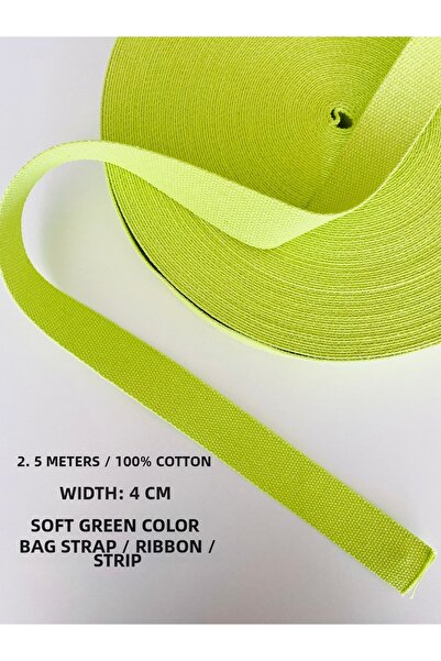 seyranat Soft Green 2.5 Meters Width 4 cm Cotton Bag Strap, Handle, Column, N...