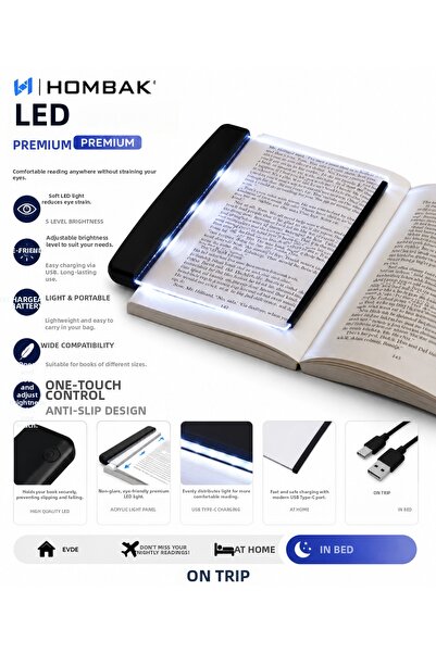 Hombak مصباح قراءة الكتب LED الممتاز - مصباح كتب محمول صديق للعين