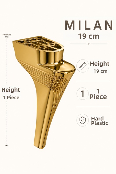 Badem10 Aytuğ MİLAN 19 CM Picior de mobilier auriu, elegant, modern, decorati...