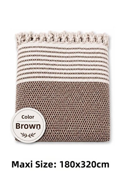 Mandaş Brown - Cotton Non-Slip Wicker Woven Maxi Size Sofa Cover (180X310)