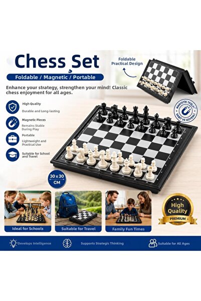 e-life shop High Quality Foldable Magnetic Chess Set 30X30 cm Portable Travel...