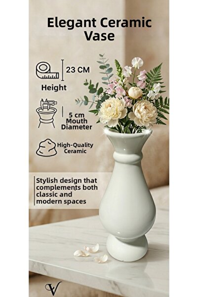 Velorahomee Luxury Ceramic Vase 23 cm - Classic and Modern Home Decor, Tablet...