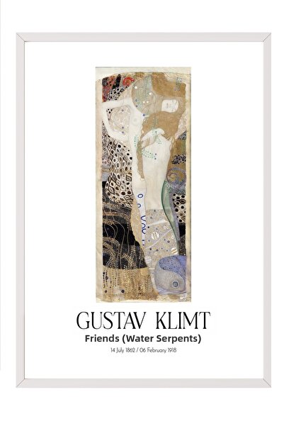 Postifull Gustav Klimt - Prieteni (Șerpi de apă), Tablou înrămat alb, Seria d...