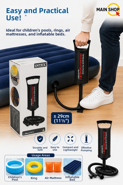 MAİN SHOP Intex Original Boxed Double Quick I Hose Hand Pump 29 cm - Inflatable Mattress Pool Ring Pump M-68612