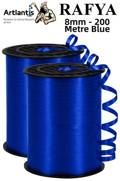 Artlantis Navy Blue Raffia Ribbon 2 Pieces 8mm 200 Meters Rabant Raffia Color...