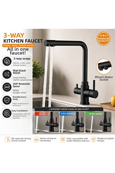AGE YAPI 3 Way Faucet Kitchen Sink Mixer with Purification Outlet