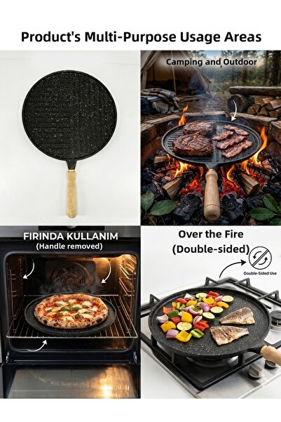 Pan City Outdoor Double-Sided Pancake Griddle Pan – Cast Aluminum Single Deta...