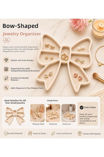 StudioAslanDesign Bow-Shaped Jewelry Organizer |   Earring, Ring, and Necklac...