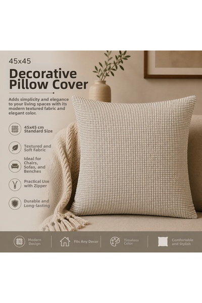 Şanlıavm 45X45 Coffee Self-Patterned Decorative Pillow Case