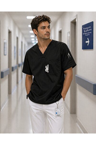 mirach زي طبي للرجال من Veterinarian Scrubs، قميص علوي بتصميم أرنب لطيف، فاخر...