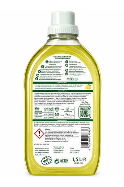 Frosch Citrus Liquid Laundry Detergent 1500 ml 25 Washes for White Clothes X 3 Pieces