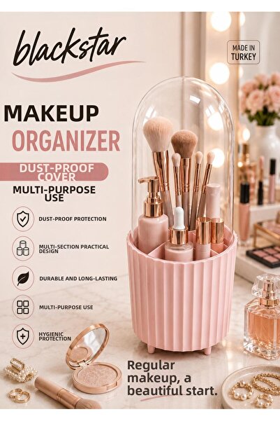 Galeriyo Transparent Lid Brush Cosmetic Makeup Organizer Organizer Pink