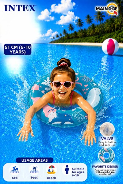MAİN SHOP Intex Transparent Printed Children's Sea Ring 61 cm 6-10 Years - 3 ...