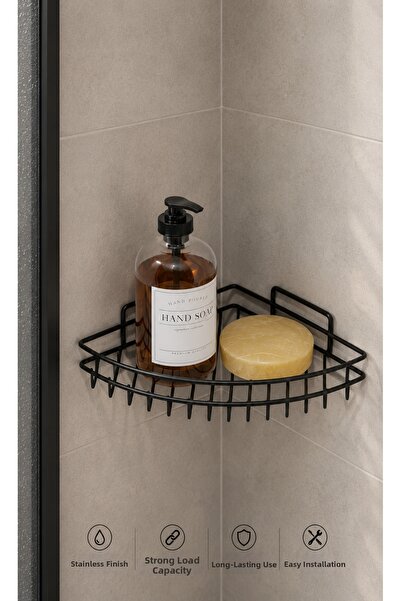 Suntel Single Tier Screw-In Bathroom Corner Shelf Wall Mount Metal Organizer
