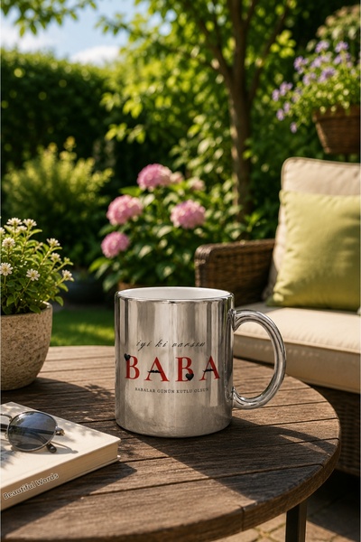 çokaş Father's Day Printed Silver Mug Cup-3