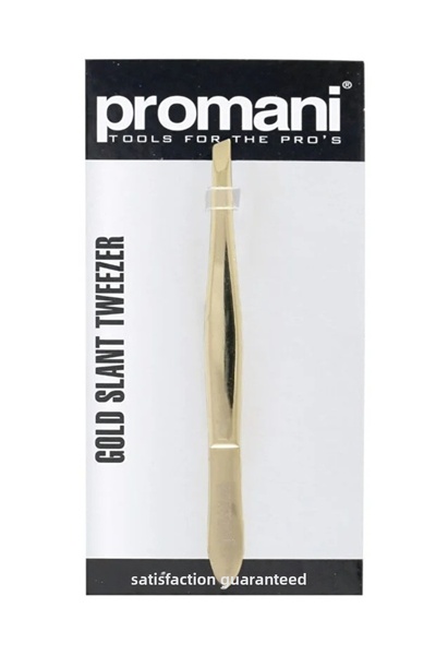 Promani Gold Slanted Tip Tweezers Pr923