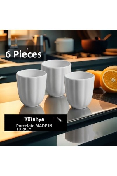Kütahya Porselen Boneluz 250 ml Mug Cup, Handleless Porcelain Soft Drink, Juice, Mineral Water, Water Cup Modern Water Cup Cola Cup