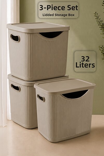 Meleni Home 3-Piece Multi-Purpose Storage Box - Decorative In-Cabinet Organiz...