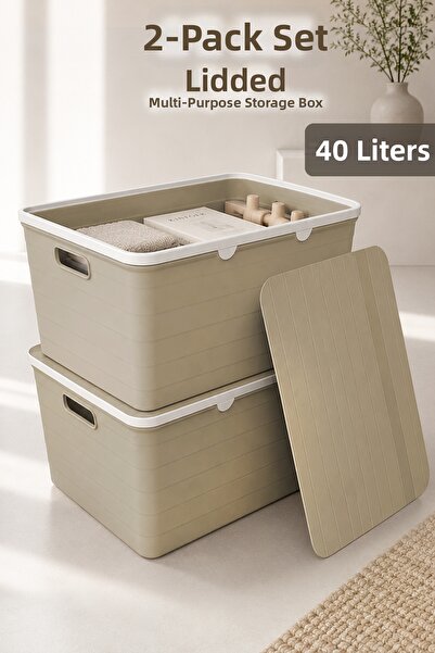 Meleni Home 2-Piece Decorative Storage Box - Bathroom Kitchen Organizer with ...