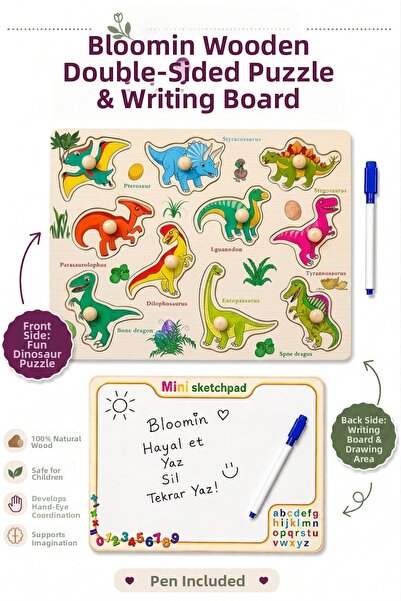 Bloomin Wooden Double-Sided Bultak & Writing Board |   Pen Included |   Educa...