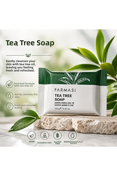 Farmasi صابون شجرة الشاي 125 جرام × 5 قطع - صابون لتنظيف الوجه والجسم
