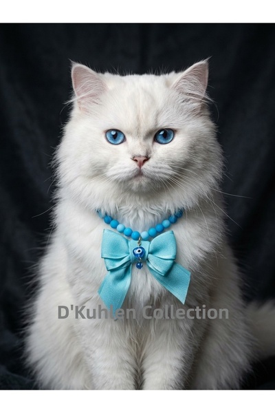 Jivva's Collection Adjustable Cat Collar, Tag, Pendant, Cat Blue Bead Necklac...