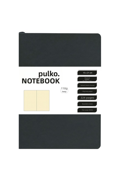 Pulko Caiet 110gr Hârtie Ivory, A5, Termo Leather, 224 pagini, Punctat, Negru