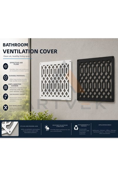 Artvek Decorative Metal Ventilation Cover – Grille Cover 40X40 cm Black Style 7