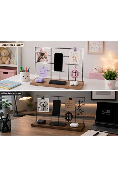 LEFİEV Desktop Organizer Study Desk Organizer Wire Board Note Holder, Photo B...