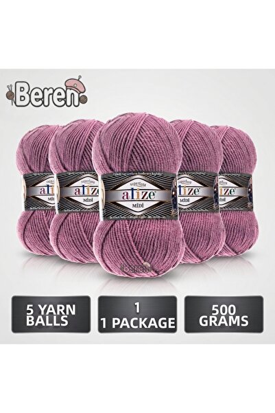 Alize Süperlana Midi - 28 Gül - 5-Pack - 100Gr/170M - Hand Knitting Yarn - Sc...