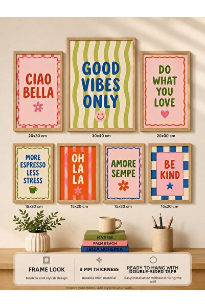 UNT 7-Piece Frame-Looking Modern Painting Set |   Retro & Pop Art |   Motivat...