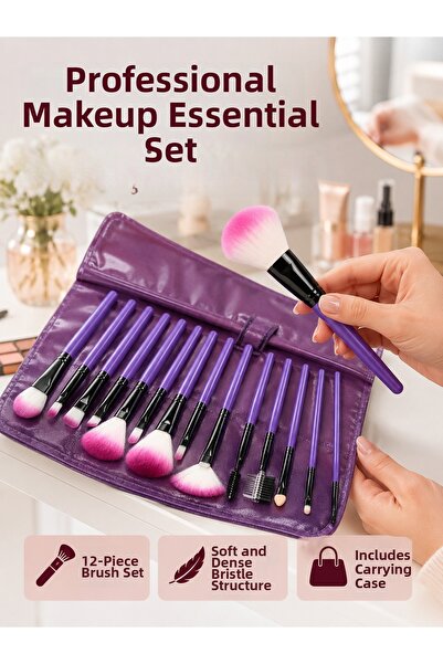 Generic Brand 12-Piece Makeup Brush Set with Soft Bristles Providing a Natura...