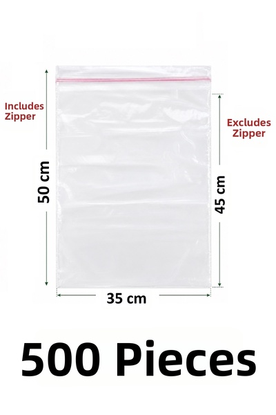 MTKardeşler 500 Pcs 35X45+5 cm Transparent Nylon Bag with Polyethylene Tape 3...