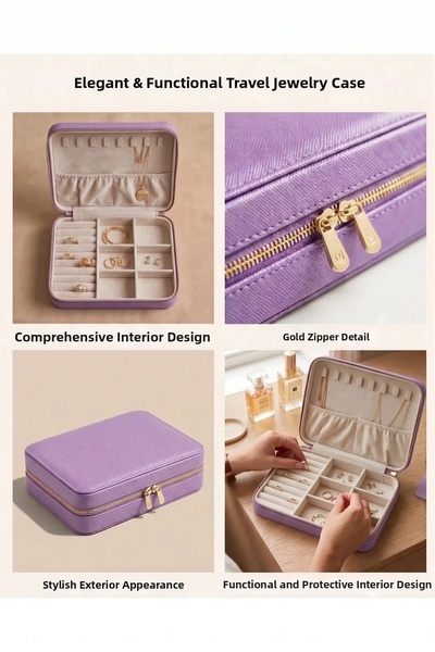 Dorvina Jewelry Box Organizer Travel Case Necklace Ring Earring Organizer Lea...