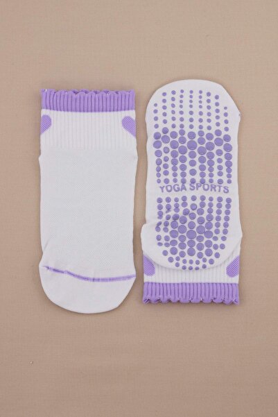 Trendyol Kollektion Weiß-lila Einzelherz-Jacquard-Stricksocken THMSS26CO00005
