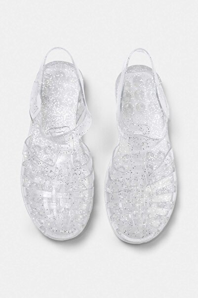 TRENDYOL SHOES Sandale de damă gri cu sclipici Jelly TAKSS26SD00033